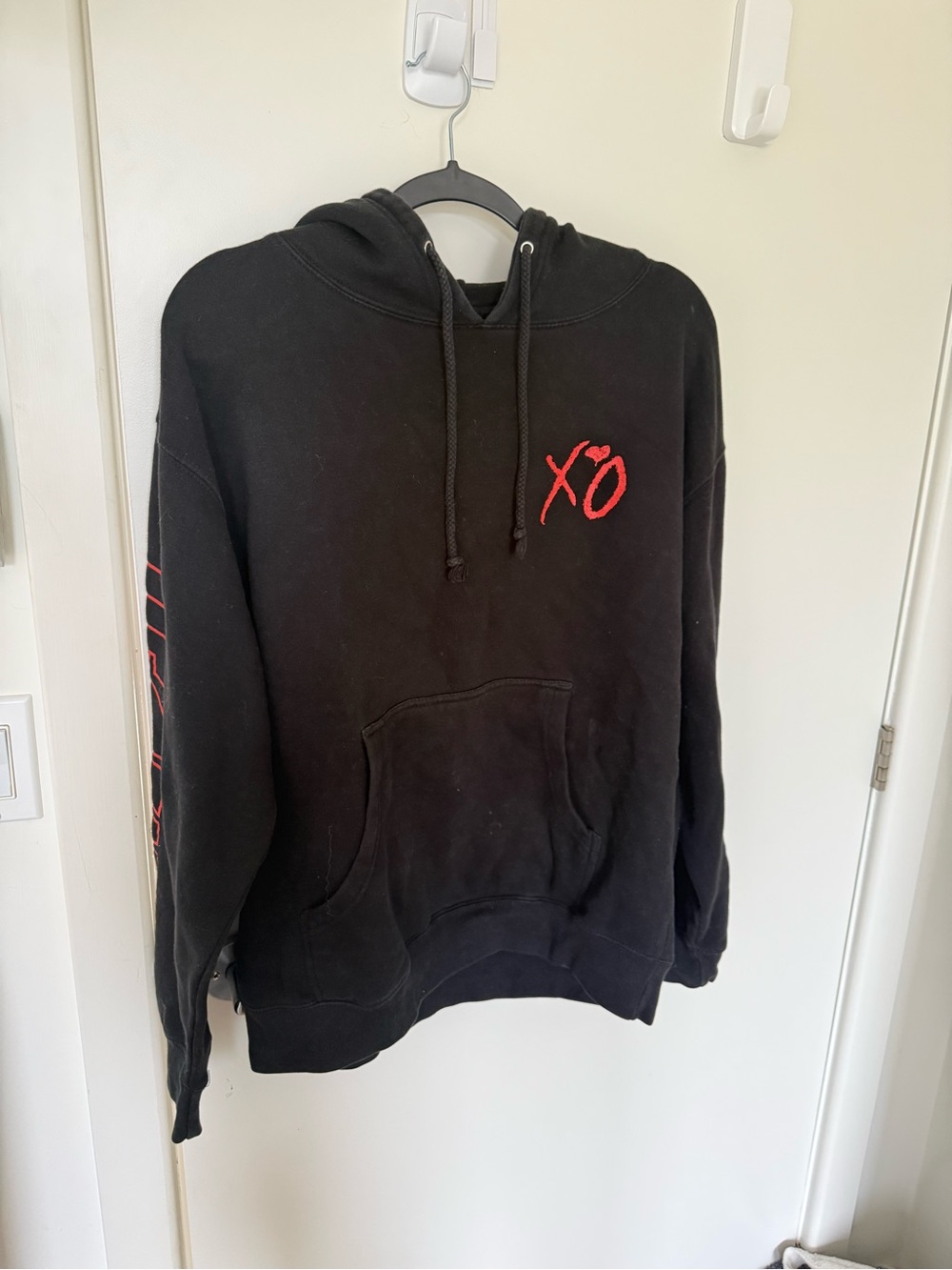 Black Hoodie with Red XO Chest Logo